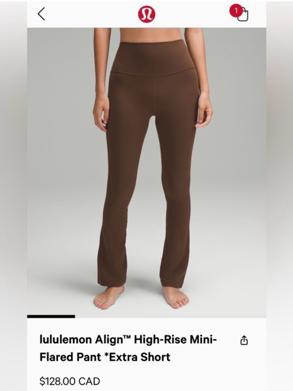 Lululemon Sz 12 Align High-Rise Mini-Flared Pant 28" in Java (Brown) Size 12